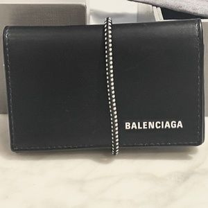 Balenciaga Tri-Fold Mini Wallet - Black Leather